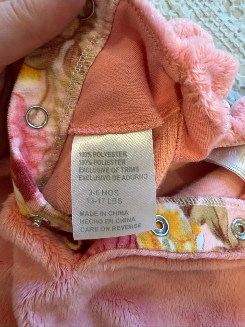 Pink Plush Footed Baby One-Piece